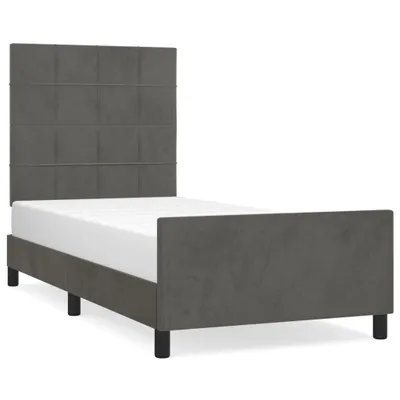Image de vidaXL Cadre de lit sans matelas gris foncé 90x200 cm velours