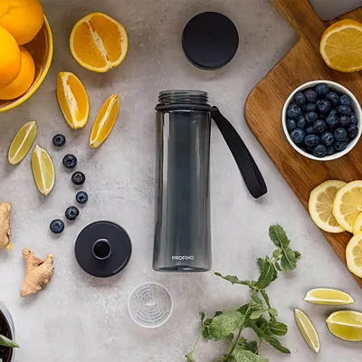 Image de PROFINO | Bouteille d'eau, INFUZE, gris, 600 ml