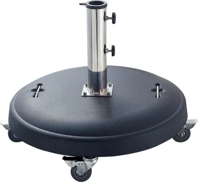 Produktbild von DEGAMO Schirmständer Ständer Sonnenschirm 50kg rund, Beton schwarz, mit 4 Rollen