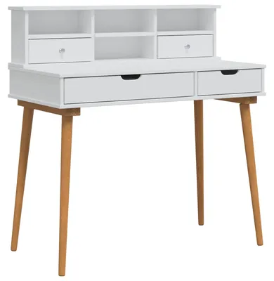 Image de vidaXL Ensemble de table de maquillage FAUSKE, 2 pièces, blanc, 100 x 50 x 103,5 cm