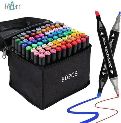 Produktbild von 80 Alkoholmarker, Farbmarker, Malstifte für Erwachsene, Tooli Art Marker, sichere und schnell trocknende doppelseitige Alkoholmarker