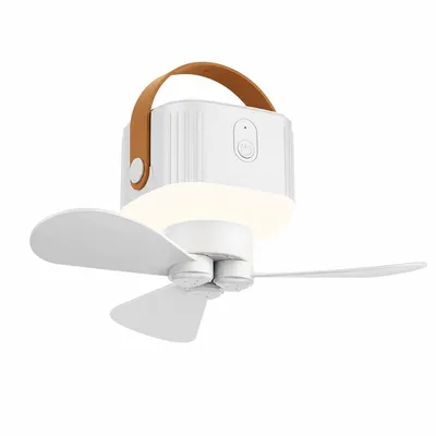 Produktbild von Akku Ventilator Camping, kabelloser Hängeventilator mit 7200mAh Batterie, LED Licht & Fernbedienung, USB Mini Ventilator für Zelt Reise Zuhause