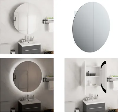 Obrázok produktu pre vidaXL Kúpeľňová skrinka s okrúhlym zrkadlom & LED White 54x54x17,5 cm - Kúpeľňová skrinka - Kúpeľňové skrinky - Kúpeľňové skrinky