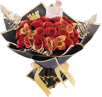 Obrázok produktu pre Umelé kvety, ružová kytica 24 kusov, červená, pre Valentín