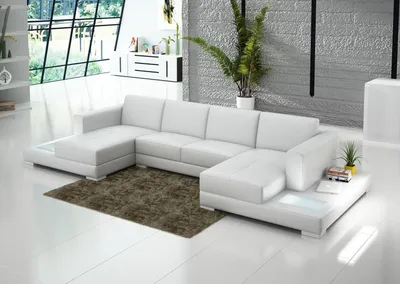 Produktbild von U Form Sofa Couch Polster Garnitur Wohnlandschaft Design Ecksofa Leder Couchen