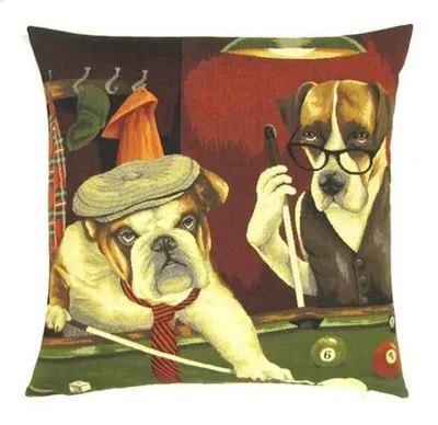 Produktbild von Gobelin Kissen Hunde Billard