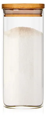 Image de Bocal carré avec couvercle en bambou hermétique avec joint en silicone 6x15 cm 300 ml