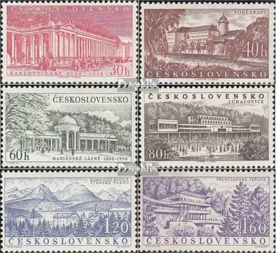 Produktbild von Briefmarken Tschechoslowakei 1958 Mi 1085-1090 (kompl.Ausg.) postfrisch Bäder
