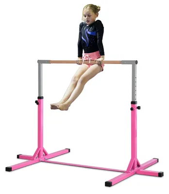 Produktbild von Kinder-Turnreck, h?henverstellbar in 13 Stufen von 92šC150 cm, Stahl und Buchenholz, Heimturnreck, rutschfest, einfach zu montieren, rosa