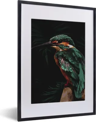Produktbild von MuchoWow® MuchoWow® Gerahmtes Poster Eisvogel - Zweig - Bunt 30x40 cm - Poster mit zchwarzem Bilderrahmen - Wandposter Schlafzimmer