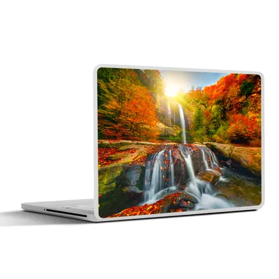 Produktbild von MuchoWow® Laptop Aufkleber Sticker Cover Wasserfall - Natur - Herbst - Rot - Wasser 25x18 cm - Laptop-Deko
