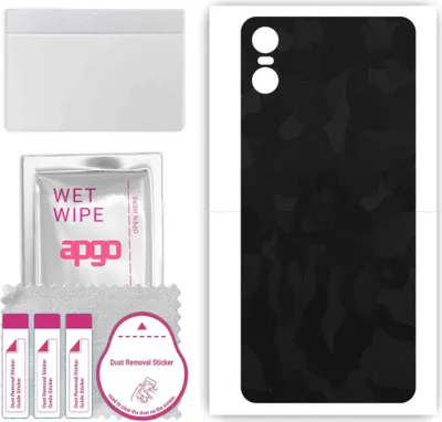 Produktbild von apgo Rückseite Schutzfolie, Skin, kompatibel mit Motorola One (P30 Play), Hinten Displayschutzfolie aus Vinylfolie, kratzfest, einfache Montage - Schwarzes Tarnmuster