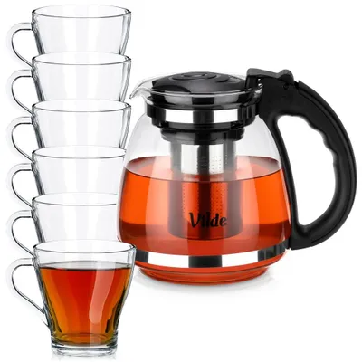 Immagine prodotto di Vilde | Teiera 1,5 L - Teiera in vetro con filtro - 6 bicchieri 250 ml - Lavabile in lavastoviglie