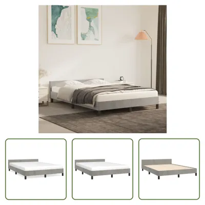 Produktbild von The Living Store Bettgestell mit Kopfteil Hellgrau 140x190 cm Samt