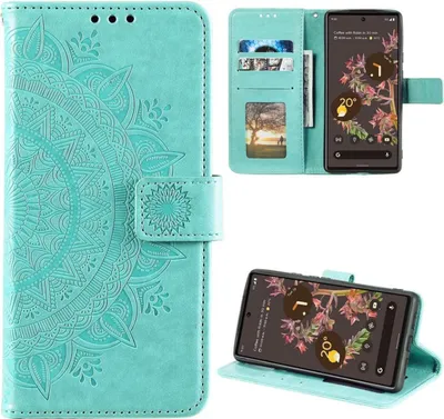 Produktbild von Hülle für Google Pixel 6 Handyhülle Tasche Flip Case Cover Etui Mandala Grün