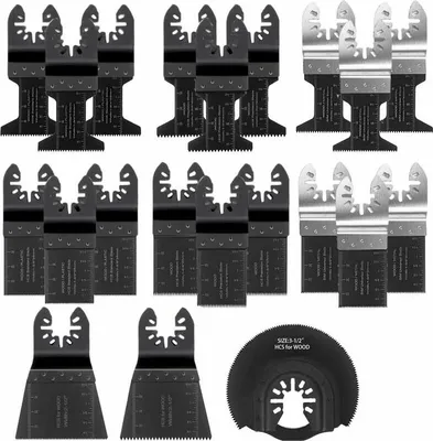 Produktbild von 21-teiliges Oszillationssägeblatt-Set, Premium-Multifunktions-Sägeblatt-Set für Holz, Metall und Kunststoff, Schwarz