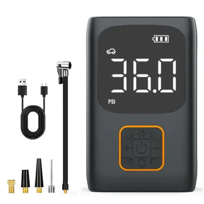Produktbild von Kabellose Mini Luftpumpe, 7,4V, 60W, LCD Display, LED Notlicht, Powerbank, Auto, Motorrad, Fahrrad & Ball, Tragbar