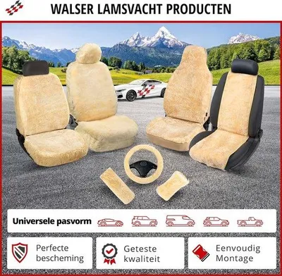 Obrázek produktu pro Kožené autosedačky, béžové, 100 % jehněčí kůže