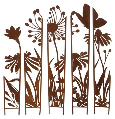 Image de Treillis en 5 Parties Fleurs S - Métal Marron - 87 x 1,5 x H 117,2 cm
