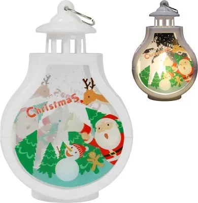 Zdjęcie produktu dla LAMPION ŚWIĄTECZNY LATARENKA DEKORACJA ŚWIETLNA LED BOŻE NARODZENIE z mikołajem