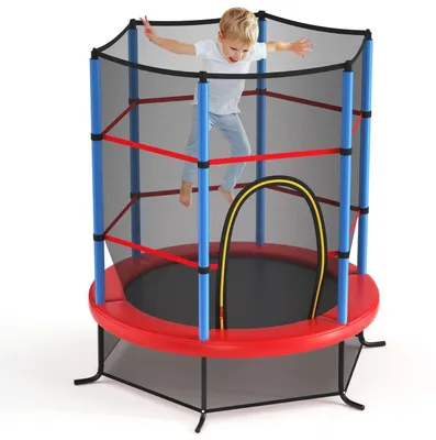 Produktbild von Kindertrampolin Ø165 cm mit Sicherheitsnetz & Randabdeckung Blau