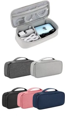 Tragbare Organizer für Kabel und Elektronik, Reiseaufbewahrungstasche für Zubehör, Powerbank und Festplatten, Schwarz