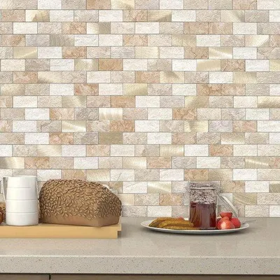 Obrázek produktu pro Samolepicí hnědé 3D mozaikové dlaždice, voděodolné, do kuchyně a koupelny