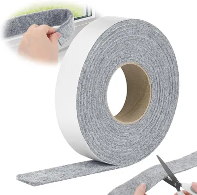 Immagine prodotto di Striscia di feltro autoadesivo - Rotolo di feltro grigio per mobili - 4 cm x 6 m - Feltro protettivo contro i graffi - Striscia antiappannamento per finestre - Assorbitore di umidità per vetri