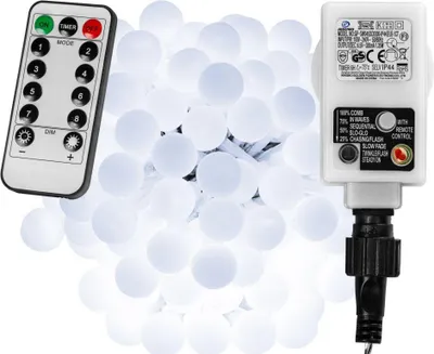 Zdjęcie produktu dla Imprezowe oświetlenie - 10 m, 100 LED, zimna biel + pilot