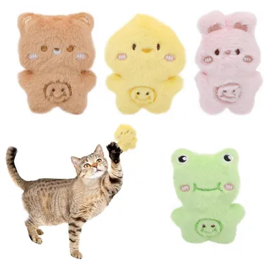 Produktbild von Katzenspielzeug Set 4 Stück Plüsch mit Katzenminze Geräuschfolie Interaktiv 10 cm