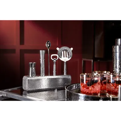 Produktbild von NASSAU/Barzubehör Set, 6tlg, Edelstahl, gehämmert