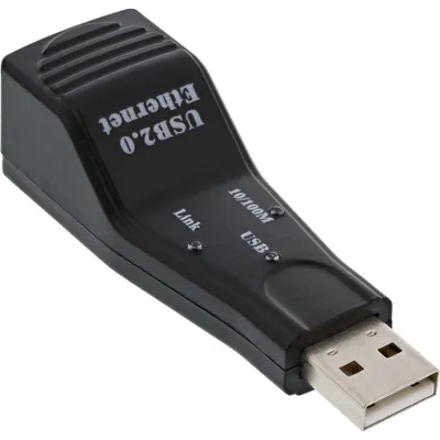 Produktbild von InLine USB 2.0 Netzwerkadapter, 10/100MBit, USB, Schwarz, 23 mm, 73 mm, 20 mm, 12 g