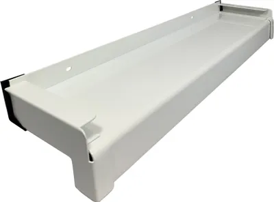 Produktbild von Aluminium Fensterbank weiß, Ausladung: 150 mm, Rasterlänge: 2400 mm Aluminiumgleitabschluss (Paar)