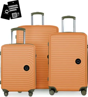Produktbild von Hauptstadtkoffer MITTE - Gepäck-Set 3 Koffergrößen + digitaler Namensschild Gepäckanhänger, Reisetrolleys mit XL Erweiterung Kofferset Aufgabegepäck ,Marille