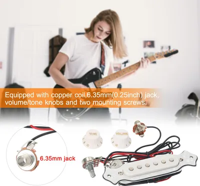 Obrázek produktu pro Snímač pro elektrickou kytaru, sada připravená k instalaci s knoflíky hlasitosti 6,35 mm jack