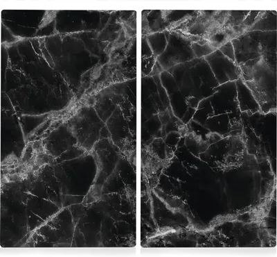 Zdjęcie produktu dla Szklane płyty ochronne MARBLE BLACK na kuchenkę – 2 sztuki, ZELLER