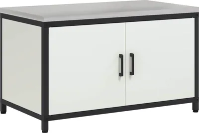 Image de vidaXL Rangement de cuisine HATTEM, blanc, 90 x 50 x 53 cm, en acier