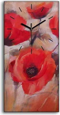 Produktbild von Wandbild Leinwand Bilder Wanduhr 30x60 Gemälde Blumen Mohnblumen Kunst - schwarze Hände