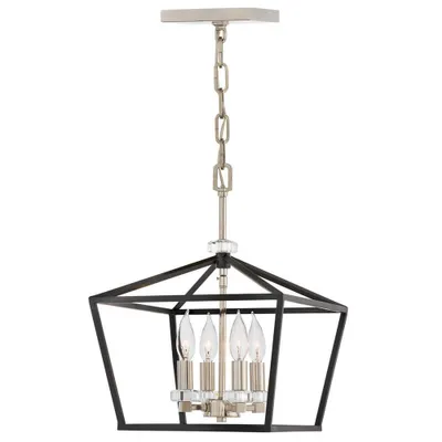 Zdjęcie produktu dla Żyrandol Stinson czarny-polerowany nikiel 4xE14x60W kryształ wym:202,2x33x33cm IP20 Quintiesse