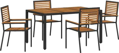 Immagine prodotto di vidaXL Set da pranzo da giardino, 5 pezzi, rattan sintetico nero e marrone