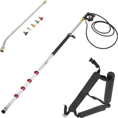 Produktbild von Hochdruckreiniger-Verlängerung, 1,5–6 m Arbeitslänge, Teleskoplanze, 4000 PSI, ausziehbarer Hochdruckreinigerstab mit 5 verschiedenen Sprühdüsen, ideal zum Reinigen von Einfahrten, Gehwegen usw.