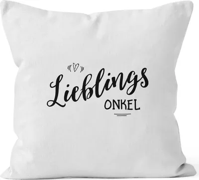 Produktbild von Kissenbezug Lieblingsonkel Geschenk Familie Onkel Kissen-Hülle Deko-Kissen 40x40 Baumwolle MoonWorks® weiß 40cm x 40cm