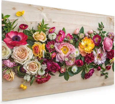Produktbild von Küchenrückwand Spritzschutz Glas mit Motiv Blumenbouquet 40 x 40 cm