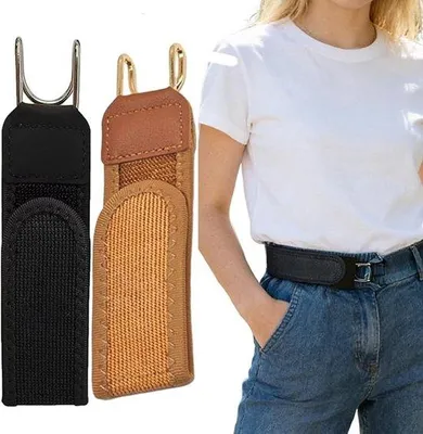 Immagine prodotto di Set da due - Cinturini elastici e comodi - Larghezza 3,8 cm - Marrone, nero - Cinturini resistenti allo strappo - Fasce elastiche regolabili in vita - Per leggings, tempo libero, abbigliamento da lavoro - Cinturini con ganci in gomma regolabili.