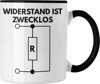 Produktbild von Trendation - Handwerker Elektronen Widerstand Ist Zwecklos Tasse Geschenk Elektriker Geschenkidee Männer Elektro-Meister (Schwarz)