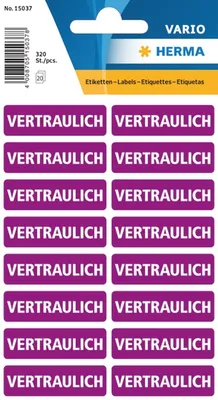 Immagine prodotto di 5x 320 HERMA Hinweisetiketten 15037 Vertraulich