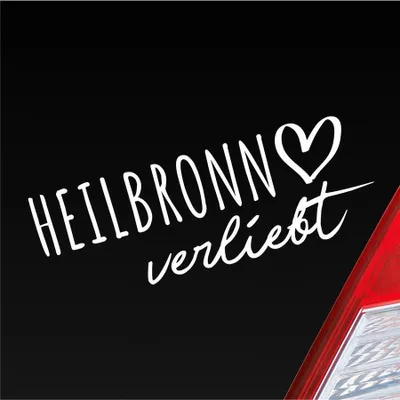 Produktbild von Auto Aufkleber Heilbronn verliebt Herz Stadt Heimat Liebe Car 19x7 cm Weiss Glanz Sticker Heckscheibenaufkleber