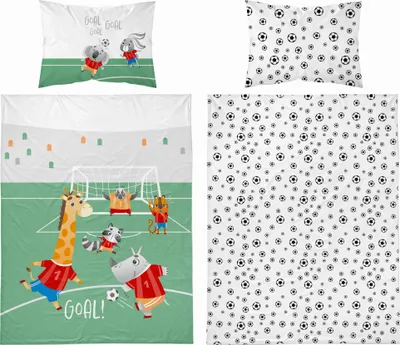 Zdjęcie produktu dla Detexpol Pościel bawełniana 100x135 4789 B Piłka zwierzęca zielona Mayamoo 70