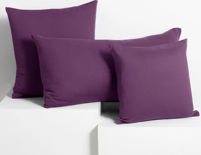 Produktbild von 2 Kissenbezüge Jersey Baumwolle Reißverschluss Lila - 50 x 50 cm