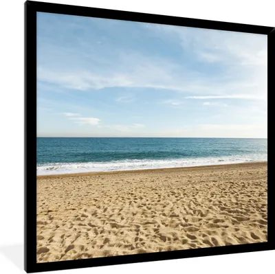 Produktbild von MuchoWow® Gerahmtes Poster Strand - Sand - Meer 40x40 cm - Poster mit Schwarzem Bilderrahmen Wandposter Rahmen Foto Bilder - Mit Rahmen - Wanddekoration Schlafzimmer